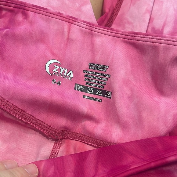 Zyia Active Hendrix Fuschia Pink Tie Dye Mesh Light n Tight Leggings, Size 6-8 - Picture 5 of 5